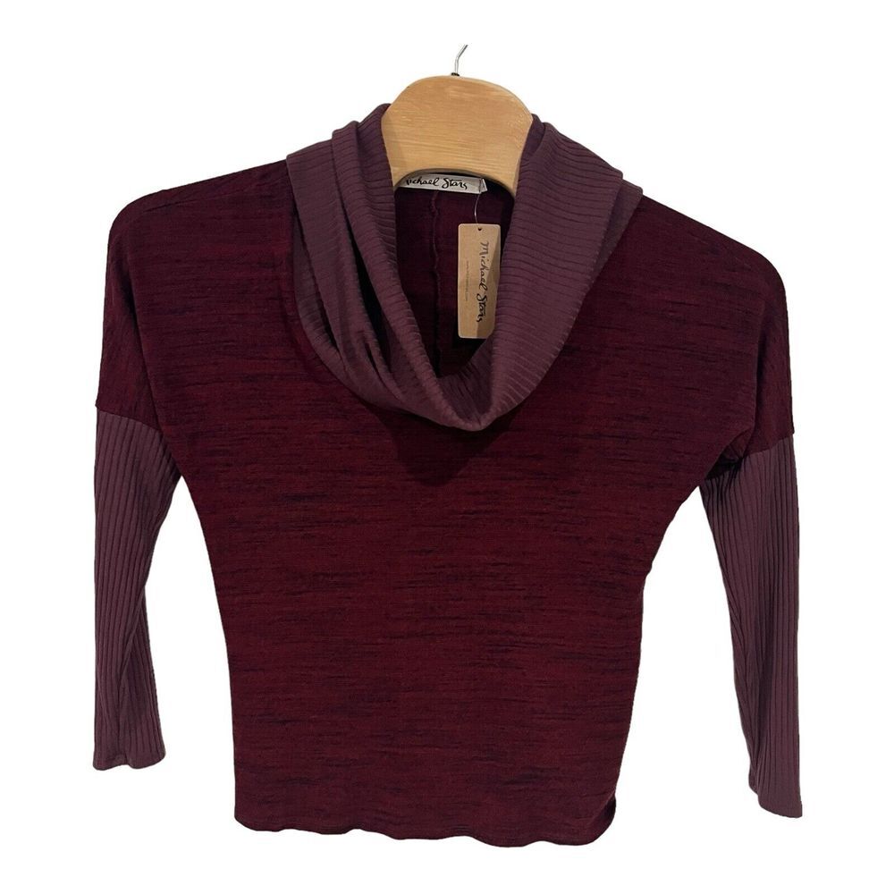 Michael Stars burgundy cowl neck long sleeve sweater, One Size,‎ USA-madeNWT $97